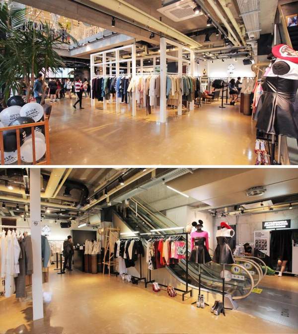 旗艦店第一層售賣STYLENANDA自家時裝品牌外也有其他韓國品牌的最新產品。 首爾